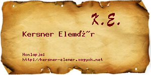 Kersner Elemér névjegykártya